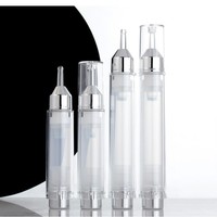 Vente en gros de flacons de sérum sans air de luxe en argent de 5 ml, 10 ml, 15 ml, emballages cosmétiques, tubes vides pour crème pour les yeux, flacons en plastique AS, flacons seringues