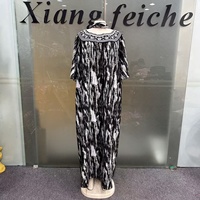 Nouvelle Robe Abaya Ample et Exquise d'Été 2026 avec Foulard Imprimé, Broderie Africaine, Style Moyen-Oriental et Nigérian, Robe Boubou