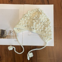 Sombrero de cubo de lana para niños de otoño e invierno, sombrero de bebé de Color sólido con protección auditiva tejida a mano pura para Niñas para uso en la playa