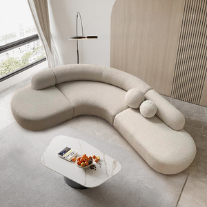 Sofá Curvo de Diseño Creativo Moderno Nórdico de Lujo Ligero, Sofá de Tela de Terciopelo de Cordero para Salón de Belleza y Sala de Estar - Product Image 5