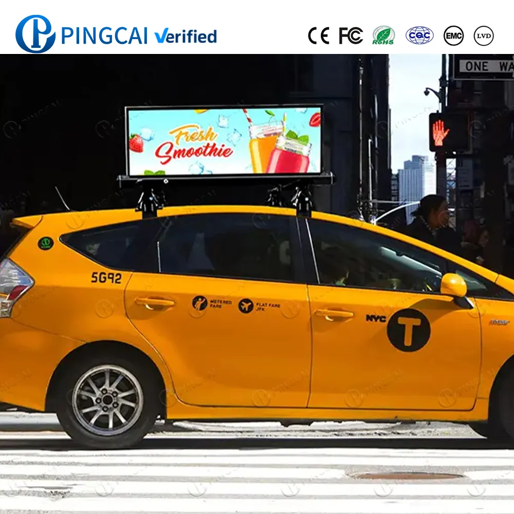 Pingcai yüksek çözünürlüklü taksi çatı üst reklam için LED dijital ekran P2.5 P2 P5mm araç Led ekran