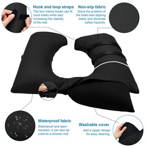Funda de Asiento de Inodoro Acolchada Impermeable con Correas de Fijación para Ancianos, Pacientes Encamado, Cuidado de Enfermería, Cojín para Asiento de Inodoro - Product Image 4