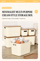 Boîte de rangement en plastique de 18 L avec couvercle, bac de rangement empilable pour la maison avec poignées latérales pour la chambre à coucher, le salon