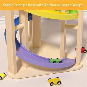 Juguete de Pista de Carreras de Madera Montessori, Rampa Espiral Giratoria, Set de Vehículos Deslizantes Coloridos, Regalo Educativo para Desarrollo de Motricidad Fina StarQmi 3-6 - Product Image 5