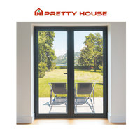 Puerta de Entrada Francesa Antirrobo de Seguridad, Insonorizada, de Doble Vidrio Templado, de Aleación de Aluminio, Puertas Dobles de Entrada Modernas para Exteriores