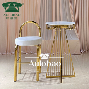Muebles de bar de diseño único, <span class=keywords><strong>Taburetes</strong></span> de Bar dorados de acero inoxidable <span class=keywords><strong>y</strong></span> mesa alta - Product Image 4