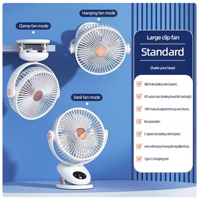 Home Kitchen Electric Mini Fan Standard Configuration Desktop Electric Remote Control Fan for Charging/Shaking Car for Outdoor