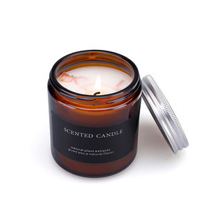 Candele profumate della candela del barattolo di vetro ambrato della cera di soia di lusso della decorazione domestica su ordinazione della fabbrica con il coperchio per il regalo di festa - Product Image 6