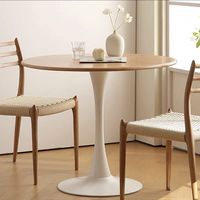 Table à manger ronde en bois durable et écologique, style nordique minimaliste, pieds en métal, pour petit appartement, 2 places, meubles de maison