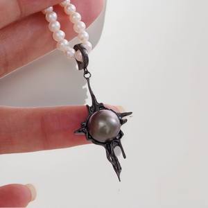 Accessoires en perles DIY, pendentif en argent S925 avec perles rondes de 9-10 mm, boucle de pendentif vide, collier, 31381, accessoires, pendentifs, breloques - Product Image 1