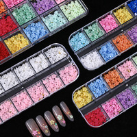 Nouvel ensemble d'accessoires pour nail art transfrontalier, breloques en résine pour ongles, fleurs à cinq pétales, dos plat, couleurs unies, motifs multicolores