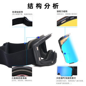 แว่นตาสกีเลนส์พีซีป้องกันหมอกสองชั้นสำหรับกีฬากลางแจ้งทุกประเภท - Product Image 4
