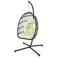 Meubles d'extérieur en rotin PE, balançoire œuf de jardin, balançoire pliable, chaise suspendue avec support
