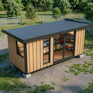 Cabane de rangement de jardin préfabriquée en structure d'acier galvanisé, résistante à la rouille, étanche, montage facile, rangement extérieur - Product Image 4