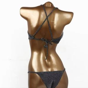 Maillot de bain de luxe 3D personnalisé avec logo USA pour femme, taille haute, bikini triangle à lanières scintillantes, micro-imprimé lettres, directement du fabricant - Product Image 3