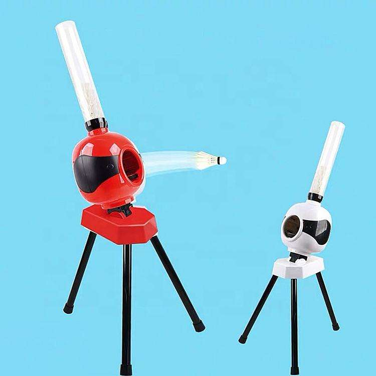 Wholesale Short Triangle Stand Automatic Launcher Sports Toy with Adaptor Badminton Serve Machine Can Hold 50 Badminton Balls