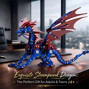 Modèle de dragon mécanique 3D steampunk en métal - <span class=keywords><strong>Puzzle</strong></span> pterosaure en acier inoxydable à monter soi-même pour adultes - Kit de plus de 300 pièces avec articulations mobiles - Product Image 6