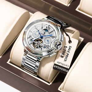 <span class=keywords><strong>Orologio</strong></span> da <span class=keywords><strong>uomo</strong></span> di lusso POEDAGAR con tourbillon, data, giorno della settimana, in <span class=keywords><strong>acciaio</strong></span> inossidabile, impermeabile, <span class=keywords><strong>automatico</strong></span>, meccanico, modello 1413 - Product Image 1
