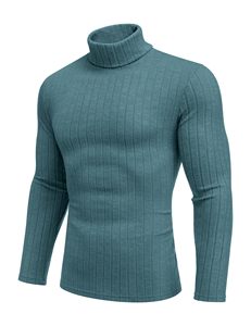 Magliette a Collo Alto da <span class=keywords><strong>Uomo</strong></span>, <span class=keywords><strong>Maglia</strong></span> a Maniche Lunghe Leggera, Top Termico a Costine, Strato Base Pullover - Product Image 5