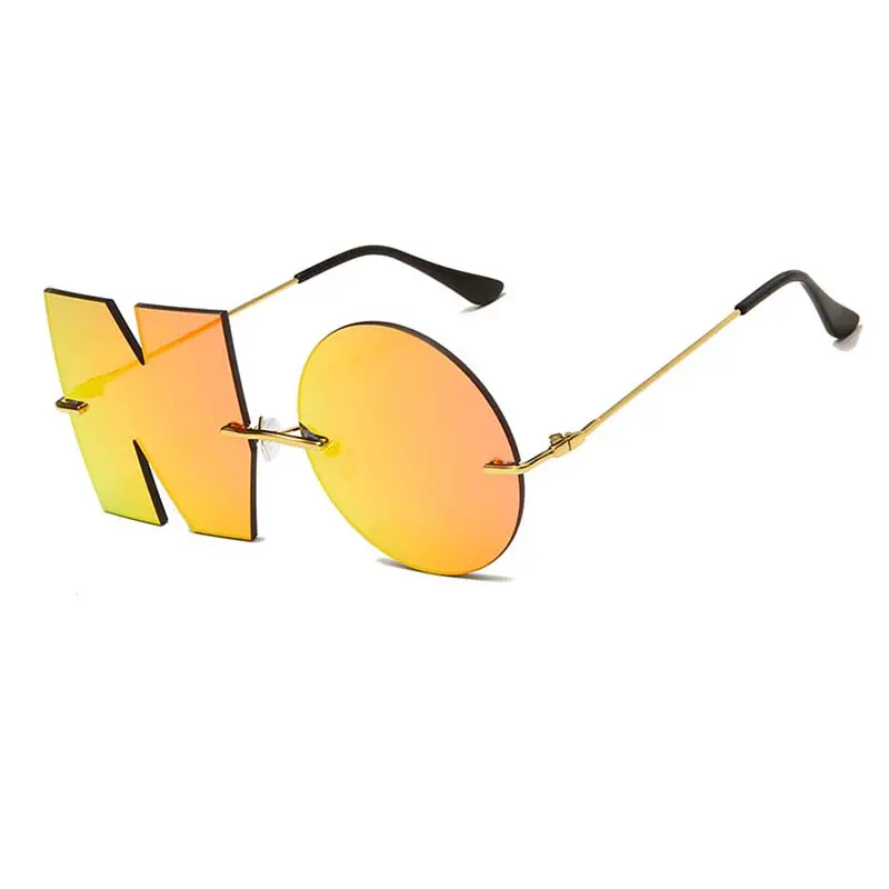 Fashion Letter NO Sunglasses Luxury Gafas Mujer Sin Marco Retro Classic Oversize Frameless UV 400 Shades Sunglasses
