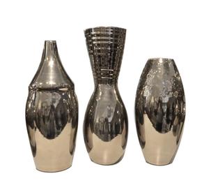 Venta al por mayor floreros de aluminio y plata modernos nuevo diseño artesanía florero de metal decoración del hogar boda personalización material de vidrio - Product Image 1