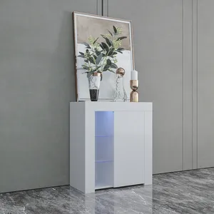 Modern Style Sideboard Cabinet with Doors UV High Gloss LED Lights Living Room Luxury Sideboard BuffetCabinet console table cupb