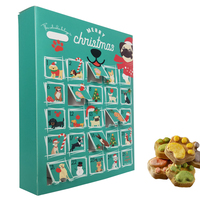 Boîte vide de calendrier de l'avent pour chien de Noël en carton recyclé avec revêtement UV et pelliculage mat pour emballage alimentaire biodégradable pour animaux de compagnie