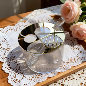 Recipiente de miel de acrílico Lucite para Rosh Hashanah, cilíndrico, transparente, de perspex, con letras hebreas, para regalos judíos. - Product Image 2