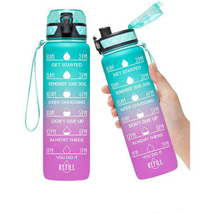 Borraccia sportiva motivazionale Elvira da 950 ml con indicatore di tempo e filtro rimovibile, flusso rapido, tappo a scatto, a prova di perdite, resistente - Product Image 1