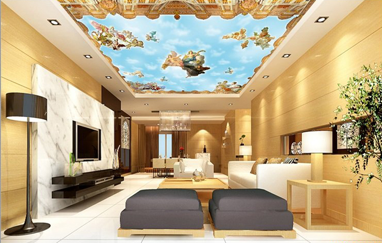 広州アイハウス ヨーロッパ風青空油絵教会天使天井壁紙| Alibaba.com
