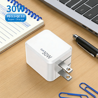 Chargeur rapide NIUBAILE 30W PD3.1/PD3.0 Type-C avec câble de 0,9 m |   Usage universel |   Protection OTP à coque ignifuge |   Conception pliable |