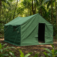 Tente de camping en toile robuste 3m x 4m, imperméable, pour l'été, le glamping, le safari, ouverture automatique rapide, pour 8 à 12 personnes