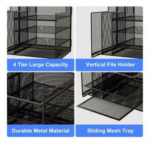 4-Tier Mesh Letter <b>Tray</b> Paper Organizer 2 Vertical <b>File</b> Sorter Metal Desktop <b>File</b> Organizer with <b>File</b> Holder Desk Organizer - Product Image 3