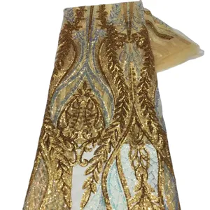 金色蕾丝装饰串珠刺绣贴花边框编织亮片蕾丝装饰金色蕾丝缝纫