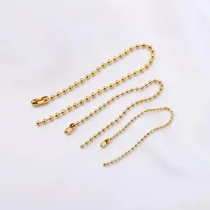 Wholesale 10cm Metal Dog Tag Chains 1.5mm Gold Color Connector Clasp Ball Bead Chain