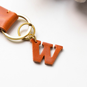 Genuine <strong>Leather</strong> Retro Unisex Cowhide <strong>Key</strong> <strong>Chain</strong> Letter Pendant Custom Design Eco-friendly Gift for Earth Day - Product Image 3