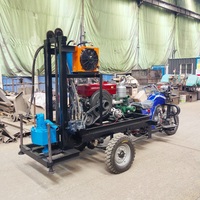 Perforatrice mobile de puits d'eau de 150 m, mini forage de puits d'eau artésienne, petite machine de forage à moteur