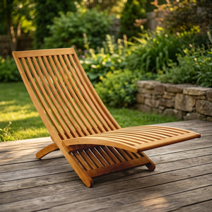 Tumbona Ajustable de Teca con Protección UV e Impermeable para Sala de Estar de Villa y Uso en Parques - Muebles Plegables Modernos para Exteriores - Product Image 3