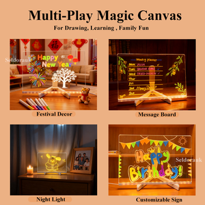 7가지 색상 펜 LED 야간 조명 USB 메시지 보드 모던 아크릴 스탠드 지우개 기능 크리에이티브 아동용 드로잉 메모 보드 - Product Image 6