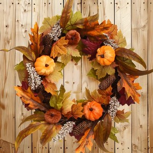 Guirnalda Artificial de Peonías y Calabazas, Guirnalda de Hojas de Arce Otoñales para Halloween, Acción de Gracias, Navidad, Año Nuevo, Decoración para Puerta Principal del Hogar - Product Image 6