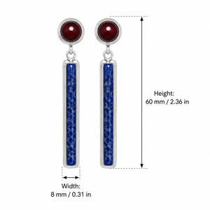 Orecchini pendenti vintage lunghi ed eleganti con design a colori rosso e blu, accessori di bigiotteria alla moda per l'uso quotidiano da donna - Product Image 5