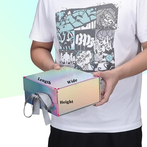 Custom Design Luxury Holographic Paper Magnet Flap Clothing Paper Box Foldable <b>Magnetic</b> <b>Gift</b> <b>Boxes</b> With Ribbon - Product Image 3
