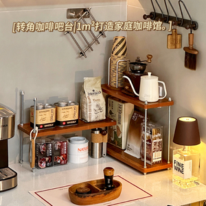 Wooden Corner Storage <b>Rack</b> 3 Tier Rotatable <b>Kitchen</b> Organizer For Coffee Mug Glassware Solid Wood MDF - Product Image 4