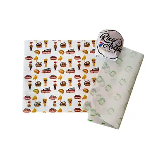 Customized logo printing greaseproof wrapping papers packaging for burger sandwich paper french fries with design