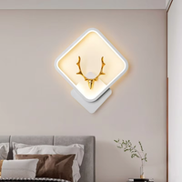 Appliques murales modernes en fer pour intérieur, applique murale carrée tête de cerf pour couloir, salon, chambre, LED Ra80 CRI, garantie 2 ans, intensité variable