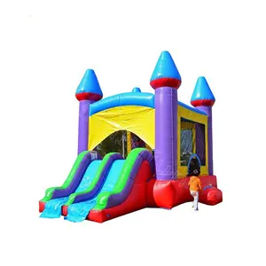 jelly bean castle inflatable bounce house and dual slides combo