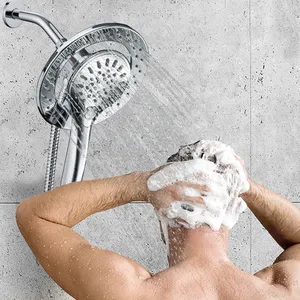 2024 nouveau combo de douche chromée douche à main et douche de pluie 2 en 1 avec tuyau rotatif de 59"