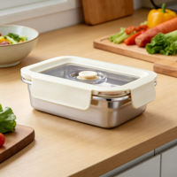 Longstar Wadah Makanan Anti Bocor Vakum Kedap Udara Tumpuk Ramah Lingkungan Stainless Steel 4L Besar Modern untuk Dapur, Menjaga Kesegaran