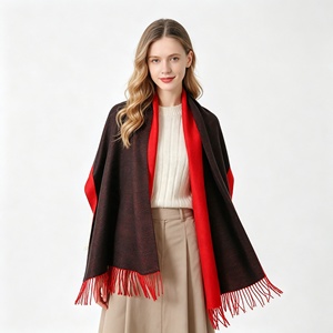 Chal de invierno de cachemira suave para mujer, diseño liso de doble cara, con flecos, cortavientos, grueso, tipo bufanda manta extragrande para el cuello, para el día a día - Product Image 1