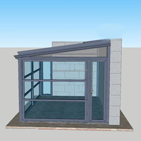 Serre de jardin électrique en verre inclinée 4 saisons, véranda en aluminium et verre pour solarium